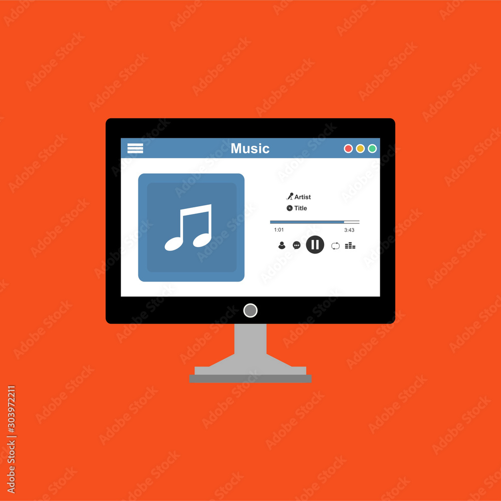 Poster mobile music application interface design concept . can be used for workflow layout template, banner