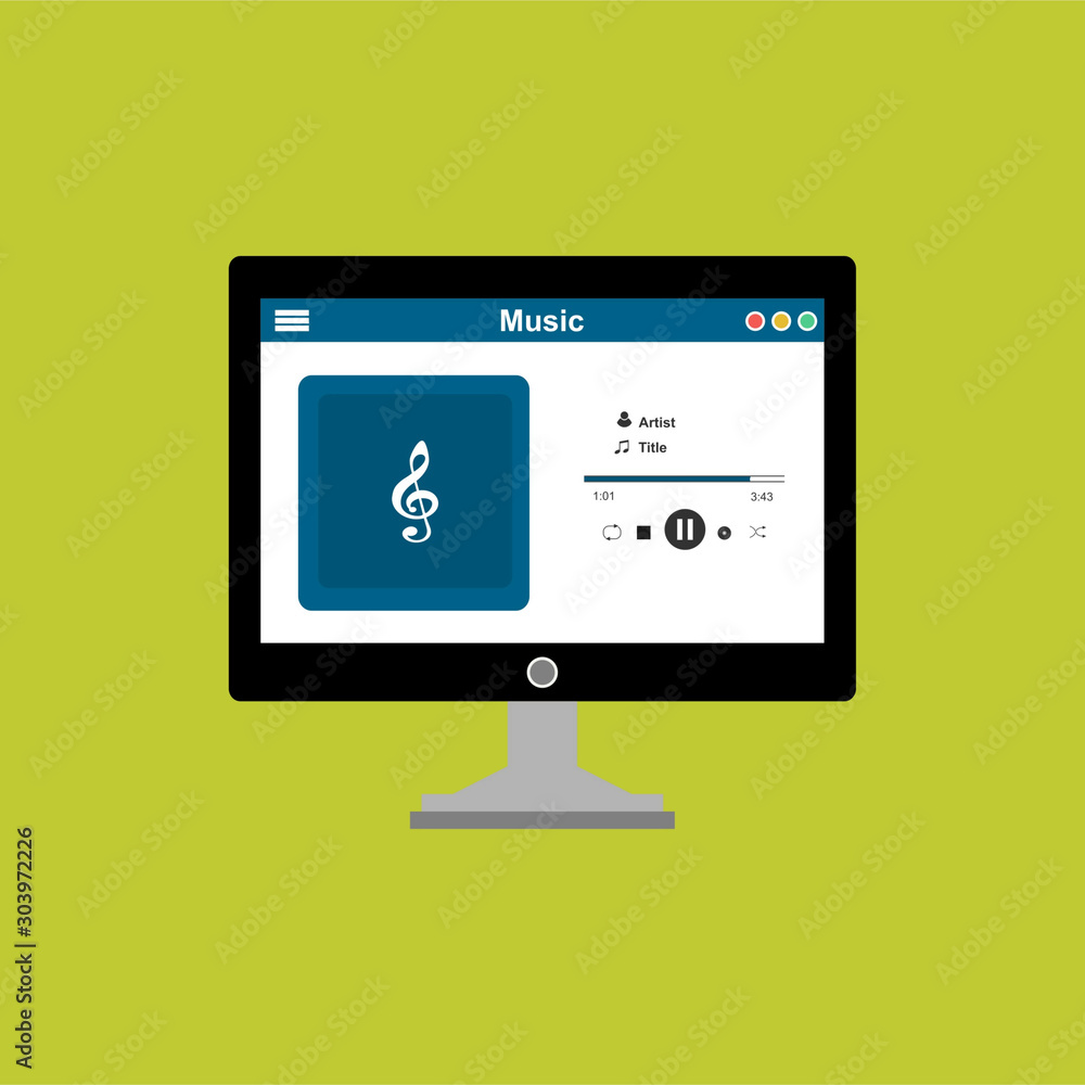 Poster mobile music application interface design concept . can be used for workflow layout template, banner