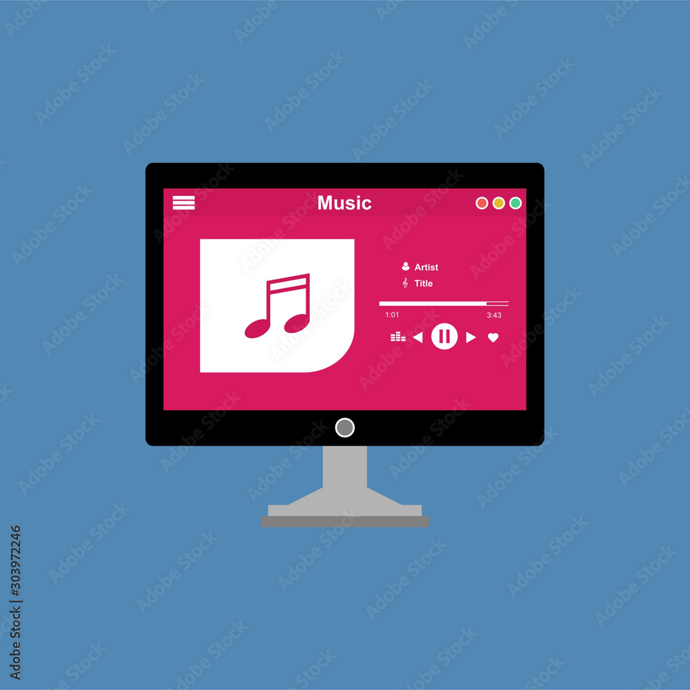 Poster mobile music application interface design concept . can be used for workflow layout template, banner
