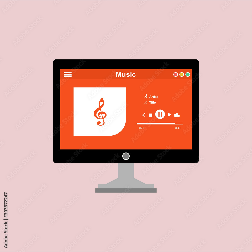 Poster mobile music application interface design concept . can be used for workflow layout template, banner