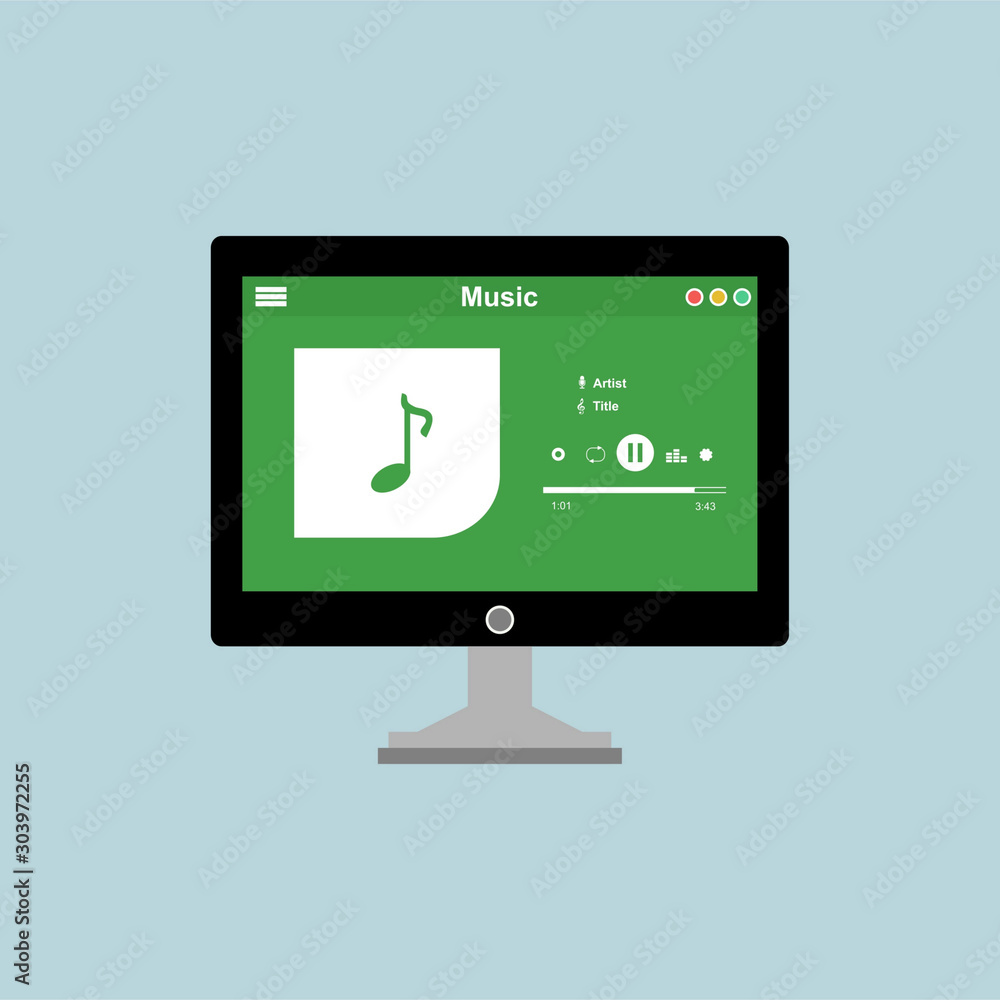 Poster mobile music application interface design concept . can be used for workflow layout template, banner