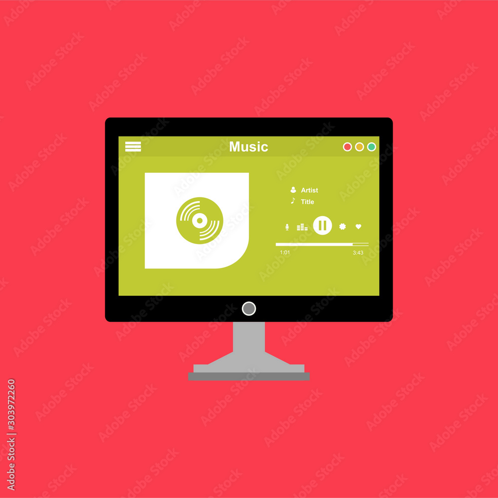 Poster mobile music application interface design concept . can be used for workflow layout template, banner