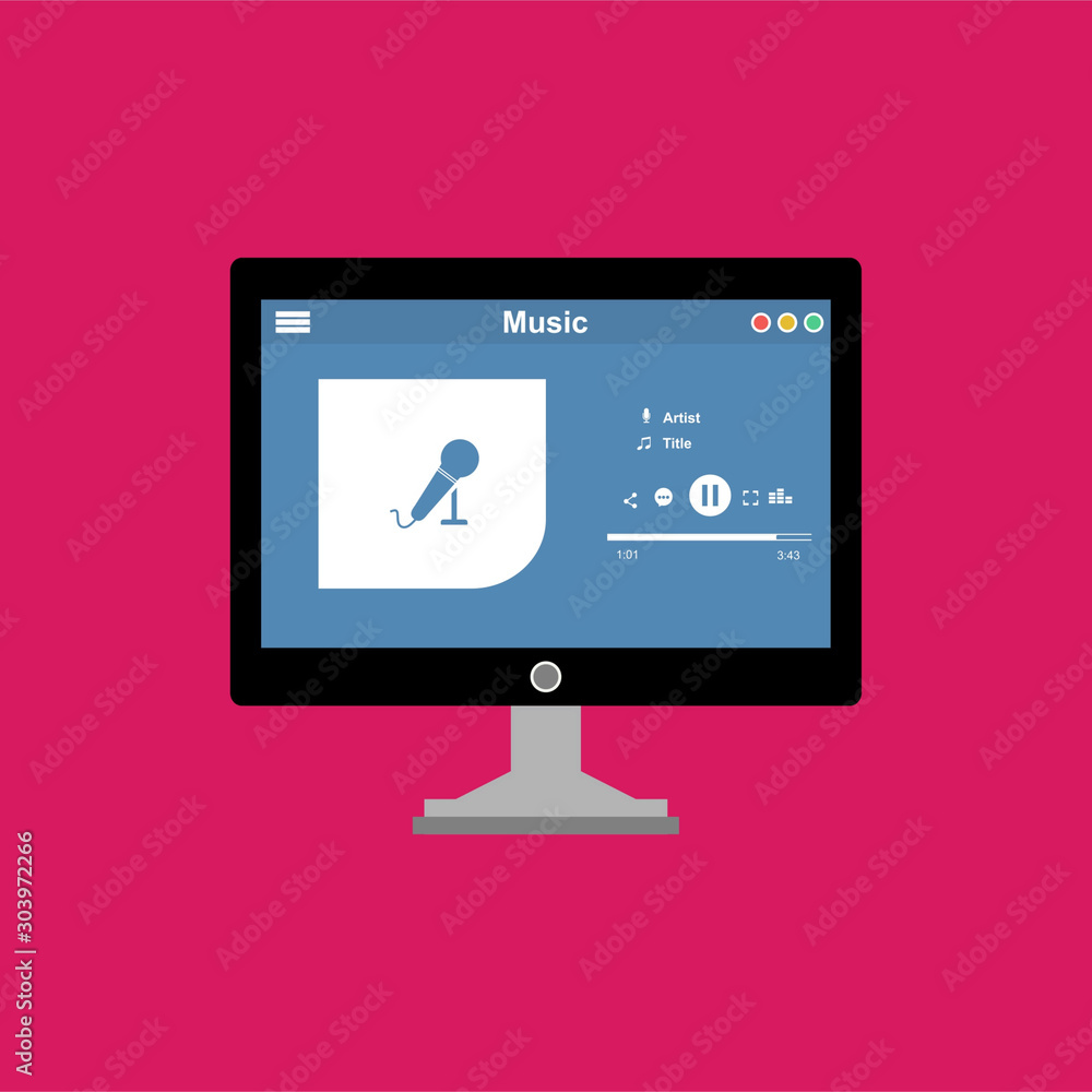 Poster mobile music application interface design concept . can be used for workflow layout template, banner