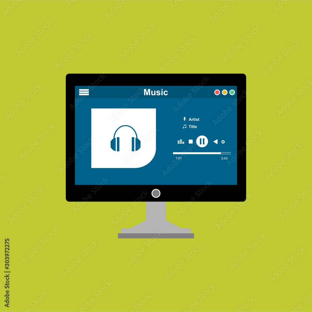 Poster mobile music application interface design concept . can be used for workflow layout template, banner