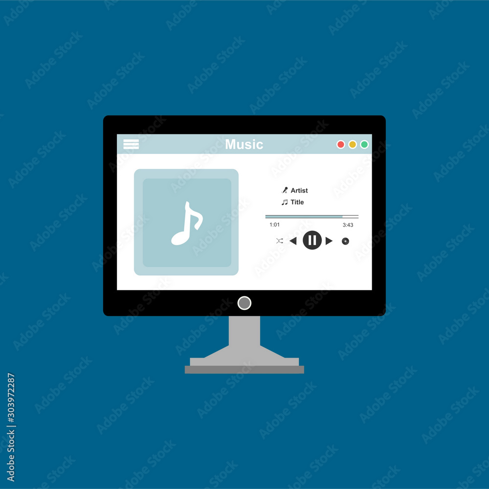 Poster mobile music application interface design concept . can be used for workflow layout template, banner