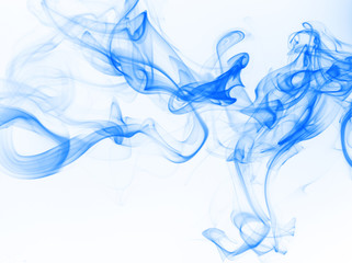 Blue smoke abstract on white background. movement of ink water on white - obrazy, fototapety, plakaty