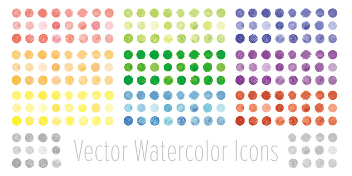 Vector set of watercolor circles. 水彩のベクター円形セット　