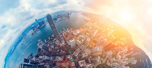 Foto op Plexiglas Hong Kong Architectures-weergave vanuit een hoge hoek © YiuCheung