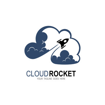 Cloud logo and rocket icon design combination, cloud  logo , 