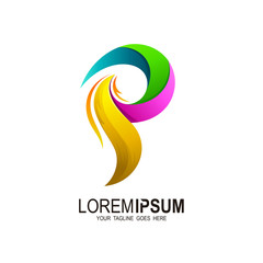 P logo with colorful design template, Letter p icon 3d,  Finance