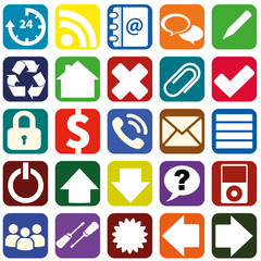 Webpage icons collection color interfaces.
