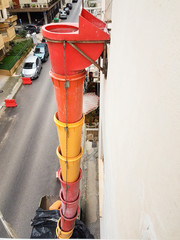 funnels plastic building pipes for construction and trash removal