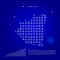 Nicaragua illuminated map with glowing dots. Dark blue space background. Vector illustration