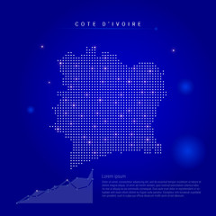 Cote d'Ivoire illuminated map with glowing dots. Dark blue space background. Vector illustration