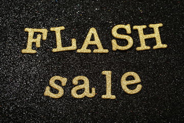 Flash Sale alphabet letter on black glitter background