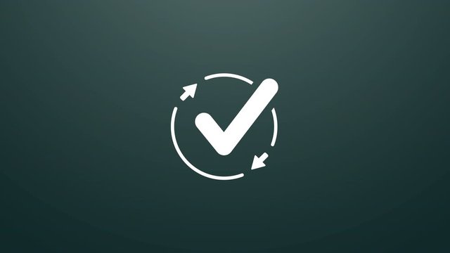 4k animation of full check icon. Particles animate symbol in composition and explosion. Two background version: full color and transparent isolated alpha channel.