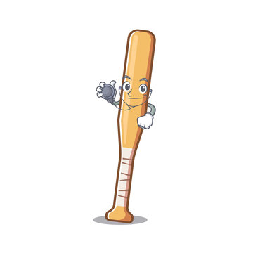 Mascot Baseball Bat With In Doctor Cartoon