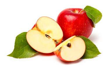 Fresh ripe apples on white background