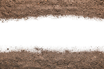 Brown soil on white background