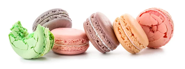 Garden poster Macarons Different tasty macarons on white background