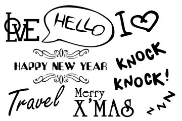 hand drawn font isolated on white background