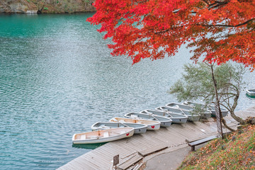 Autumn Leaves at Goshikinuma (Five Volcanic Lakes or Five Colored Lakes), a popular destination in...