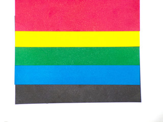 The colors of the LGBT flag on a white background.