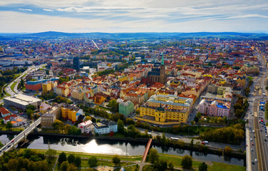 Fototapeta na wymiar Aerial view on the city Plzen. Czech Republic