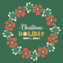 Vintage greeting card of christmas holiday, with shape ornate of orange flower frame. Vector