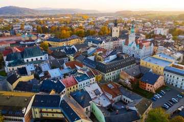 Aerial view of Sumperk cityscape, Czech Republic