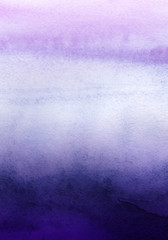 Abstract watercolor background. Gradient from light purple lilac to dark blue. Ink blue ombre. Hand drawn watercolor illustration on texture paper. - 303988410