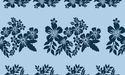 Ornate floral pattern on a light blue background.