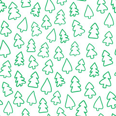 Hand drawn Christmas patterns with decorative elements, trees. Merry Christmas and Happy New Year wrapping paper designs. Template for posters, invitations, flyers background and fabric.