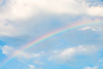 The clear rainbow in the sky.
