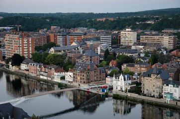 Fototapeta na wymiar Aerial view of the city and Meuse river, Namur, Belgium, Europe
