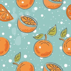 Seamless Pattern with Oranges. Scandinavian Style. Vector Illustration