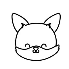 cute fox head cartoon icon thick line