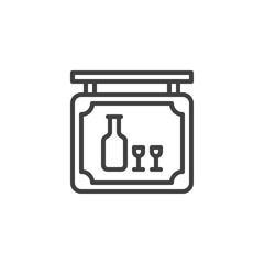 Cocktail bar sign board line icon. linear style sign for mobile concept and web design. Banner with cocktail drinks outline vector icon. Symbol, logo illustration. Vector graphics