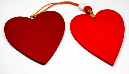 One wooden heart isolated on white background.