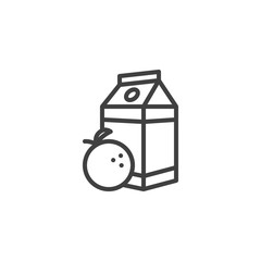 Orange juice package line icon. linear style sign for mobile concept and web design. Orange nectar pack outline vector icon. Symbol, logo illustration. Vector graphics