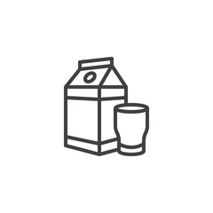 Milk package and glass line icon. linear style sign for mobile concept and web design. Juice box and glass outline vector icon. Symbol, logo illustration. Vector graphics