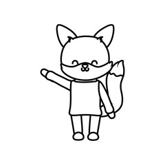 merry christmas celebration cute fox with ugly sweater decoration thick line