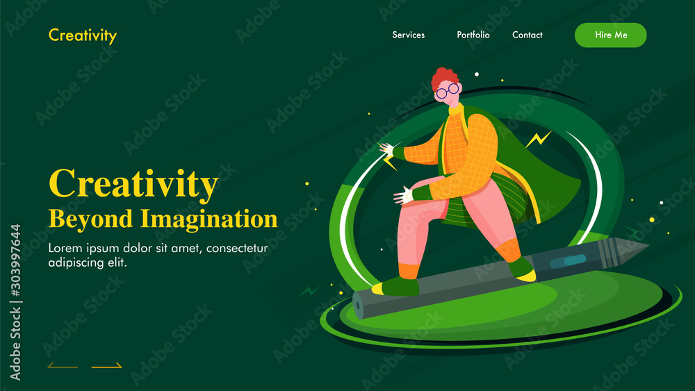 Canvas Prints character of man imaginary flying on pencil for creativity beyond imagination concept based landing 