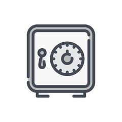 Money safe color line icon. Bank strongbox vector outline colorful sign.