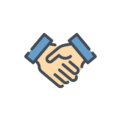 Handshake color line icon. Agreement and Partnership vector outline colorful sign.