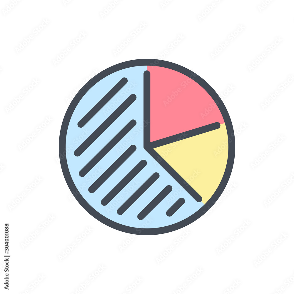Poster pie chart color line icon. circle diagram vector outline colorful sign.