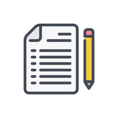 Agreement color line icon. Document with pencil. Contract vector outline colorful sign.
