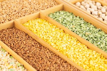 Wooden box with groats