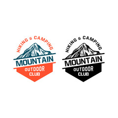 hiking and climbing mountain outdoor club. badge logo sign emblem for your club hiking. also suitable for t shirt design and poster