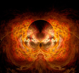Burning plasma flows in a dark space. - obrazy, fototapety, plakaty